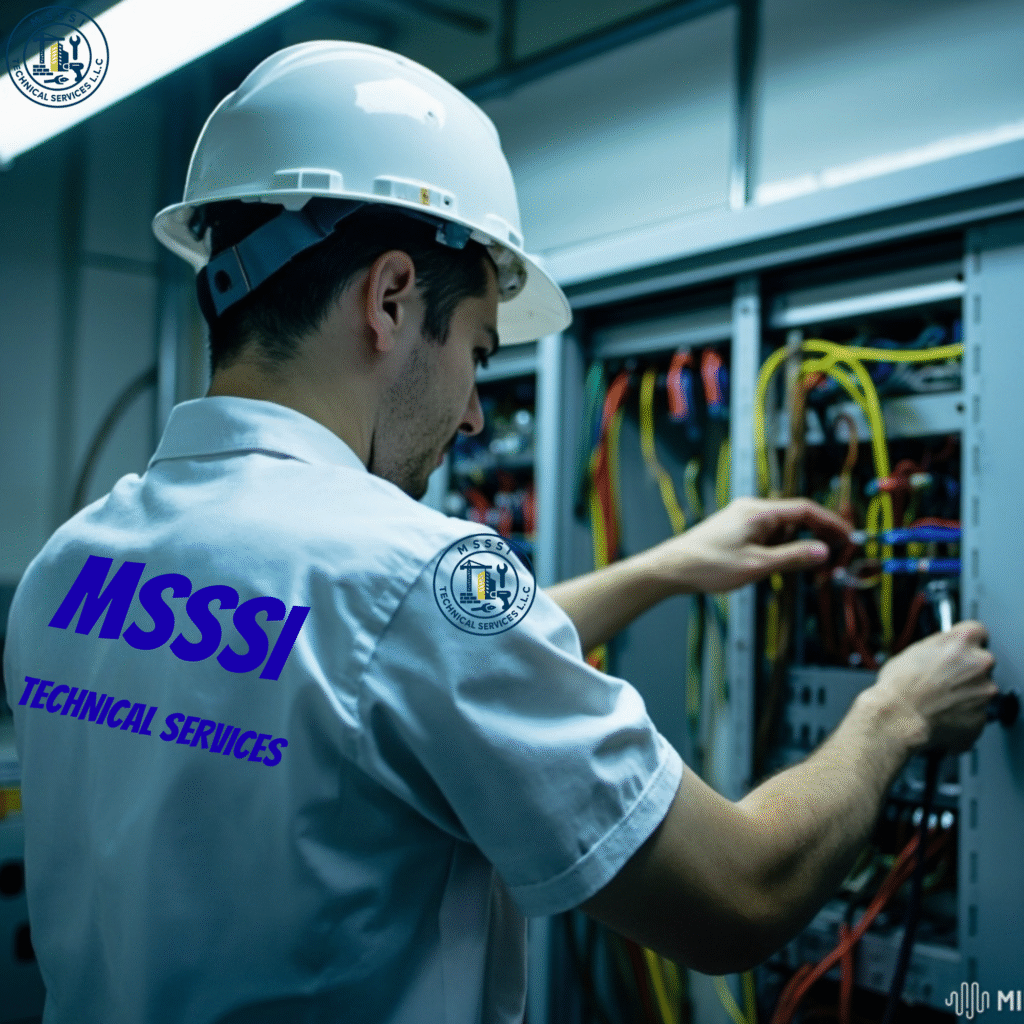 Licensed electrician performing precise installation and testing of modern electrical wiring and dimmer switch in a deep wall box.